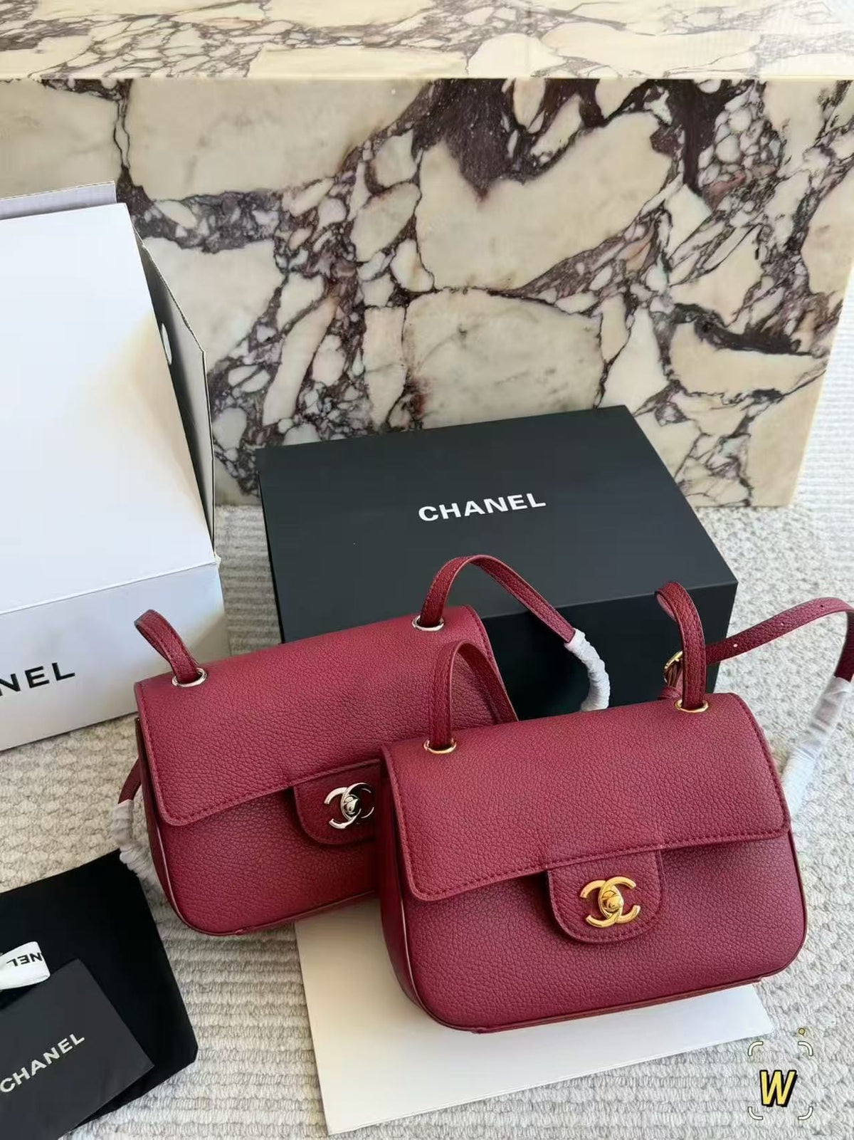 جنطه شانيل عنابي 22سم