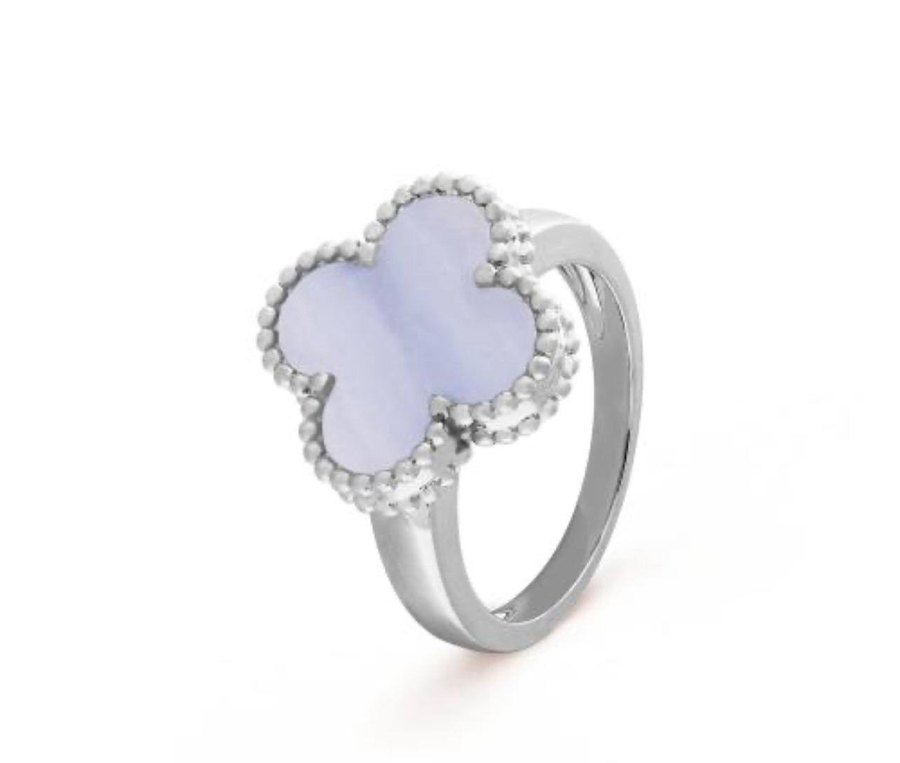 Van Cleef Alhambra خاتم أبيض صدف - فضي